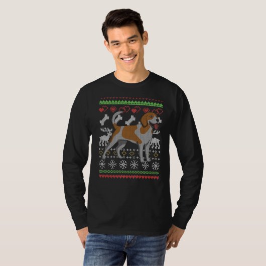 Beagle Dog Santa Claus Ugly kerstpattern X Ma T-shirt (Voorkant volledig)