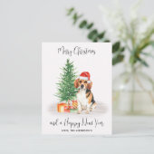 Beagle Dog Santa Festive Tree kerst Feestdagenkaart (Staand voorkant)