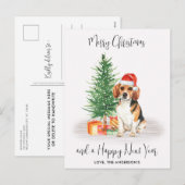 Beagle Dog Santa Festive Tree kerst Feestdagenkaart (Voorkant / Achterkant)