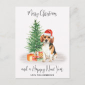 Beagle Dog Santa Festive Tree kerst Feestdagenkaart (Voorkant)