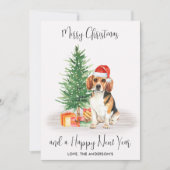 Beagle Dog Santa Festive Tree kerst Feestdagenkaart (Voorkant)