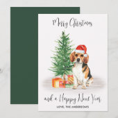 Beagle Dog Santa Festive Tree kerst Feestdagenkaart (Voorkant / Achterkant)