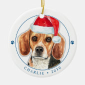 Beagle Dog Santa gepersonaliseerde eenvoudige kers Keramisch Ornament (Voorkant)