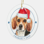 Beagle Dog Santa gepersonaliseerde eenvoudige kers Keramisch Ornament (Links)
