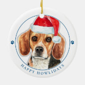 Beagle Dog Santa gepersonaliseerde eenvoudige kers Keramisch Ornament (Achterkant)