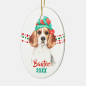 Beagle Dog Santa Hat Holiday String Beads Keramisch Ornament (Links)