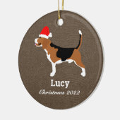 Beagle Dog Santa Hat Persoonlijk Keramisch Ornament (Links)