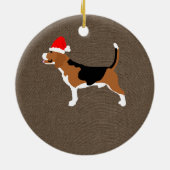 Beagle Dog Santa Hat Persoonlijk Keramisch Ornament (Achterkant)