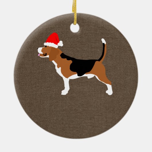 Beagle Dog Santa Hat Persoonlijk Keramisch Ornament (Achterkant)