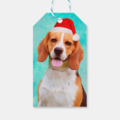 Beagle Dog Santa Hat Portret Cadeaulabel (Achterkant)