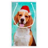 Beagle Dog Santa Hat Portret Klein Cadeauzakje (Achterkant)