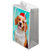 Beagle Dog Santa Hat Portret Klein Cadeauzakje (Voorkant Gekanteld)