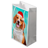 Beagle Dog Santa Hat Portret Klein Cadeauzakje (Achterkant Gekanteld)