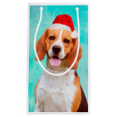 Beagle Dog Santa Hat Portret Klein Cadeauzakje (Voorkant)