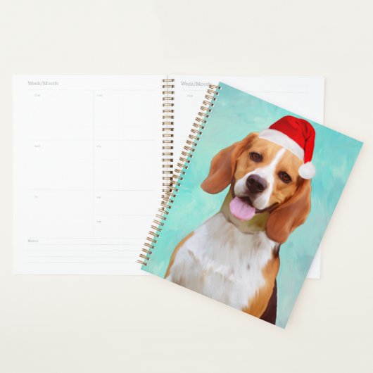 Beagle Dog Santa Hat Portret Planner (Display)