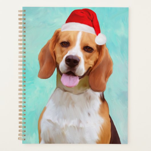 Beagle Dog Santa Hat Portret Planner (Voorkant)