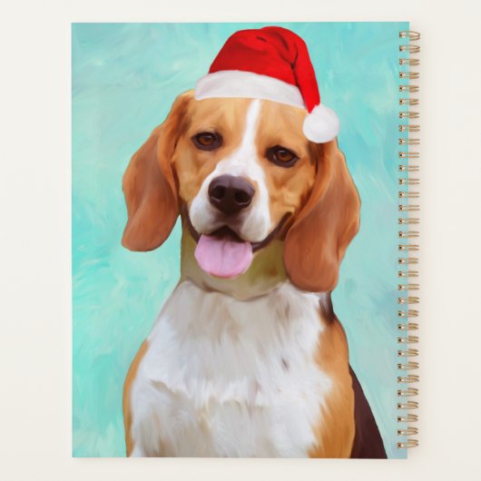 Beagle Dog Santa Hat Portret Planner (Achterkant)
