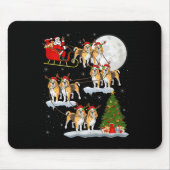 Beagle Dog Santa Sleigh Flying Funny Magical Chris Muismat (Voorkant)