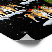 Beagle Dog Santa Sleigh Flying Funny Magical Chris Poster (Hoek)