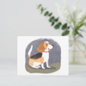 Beagle Dog | Schattigee Pet Dog Puppy Waterverf Briefkaart (Staand voorkant)