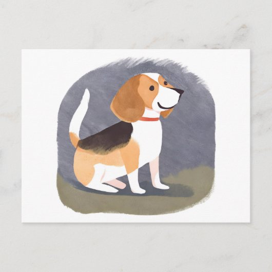 Beagle Dog | Schattigee Pet Dog Puppy Waterverf Briefkaart (Voorkant)