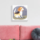 Beagle Dog | Schattigee Pet Dog Puppy Waterverf Canvas Afdruk (Insitu (Woonkamer))