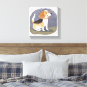 Beagle Dog | Schattigee Pet Dog Puppy Waterverf Canvas Afdruk (Insitu (Slaapkamer))