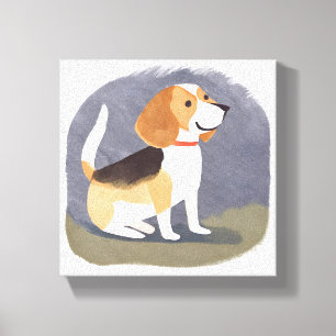 Beagle Dog   Schattigee Pet Dog Puppy Waterverf Canvas Afdruk