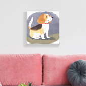 Beagle Dog | Schattigee Pet Dog Puppy Waterverf Canvas Afdruk (Insitu (Woonkamer))