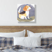 Beagle Dog | Schattigee Pet Dog Puppy Waterverf Canvas Afdruk (Insitu (Slaapkamer))