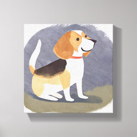 Beagle Dog | Schattigee Pet Dog Puppy Waterverf Canvas Afdruk (Voorkant)