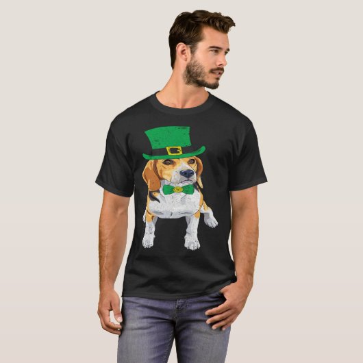 Beagle Dog Shamrock St Patrick s Day Saint Paddy s T-shirt (Voorkant volledig)