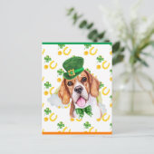Beagle Dog Shamrock St. Patricks Day Feestdagenkaart (Staand voorkant)