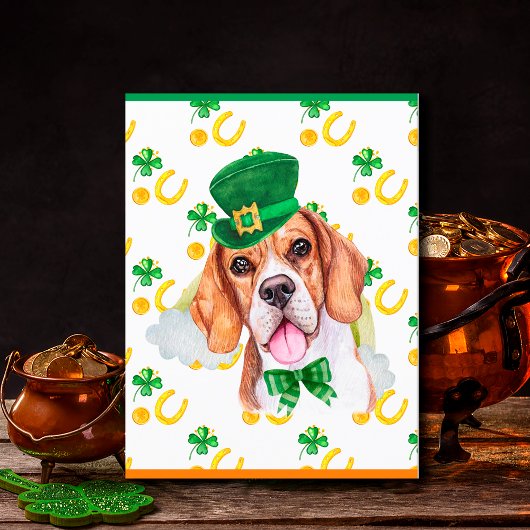 Beagle Dog Shamrock St. Patricks Day Feestdagenkaart