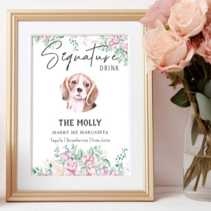 Beagle Dog Signature Drink Teken Poster