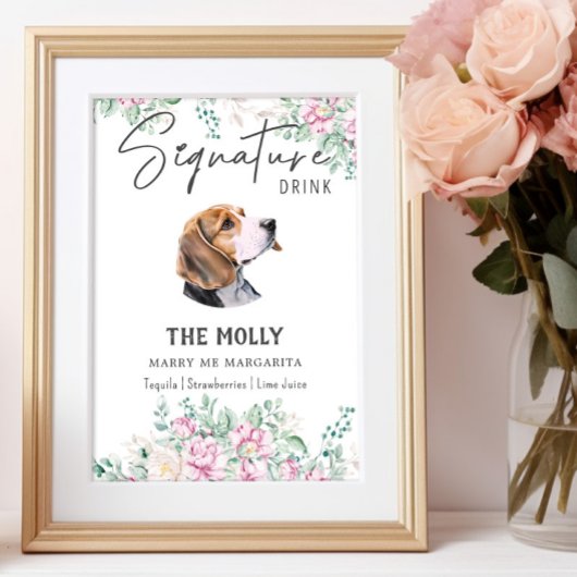 Beagle Dog Signature Drink Teken Poster
