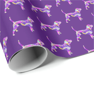 Beagle Dog Silhouet Kleurrijke Paarse Gift Cadeaupapier
