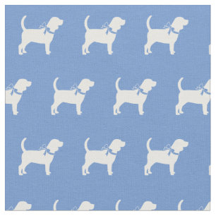 Beagle Dog Silhouette Light Blue Stof
