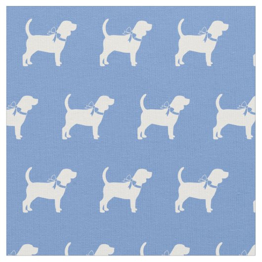 Beagle Dog Silhouette Light Blue Stof (Close Up)