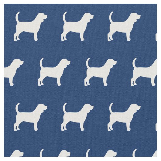 Beagle Dog Silhouette Pet Navy Blue Stof (Close Up)