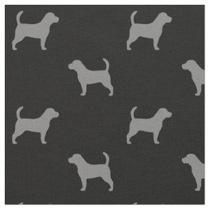 Beagle Dog Silhouettes Black en Grey Patterned Stof