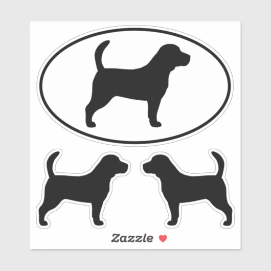 Beagle Dog Silhouettes Vinyl Sticker Set (Vel)