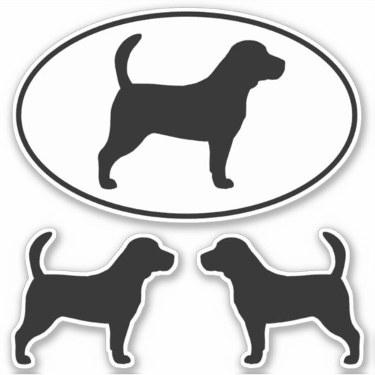 Beagle Dog Silhouettes Vinyl Sticker Set (Voorkant)