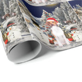 Beagle Dog Sitting in sneeuwkerstPet Cadeaupapier (Rol Hoek)