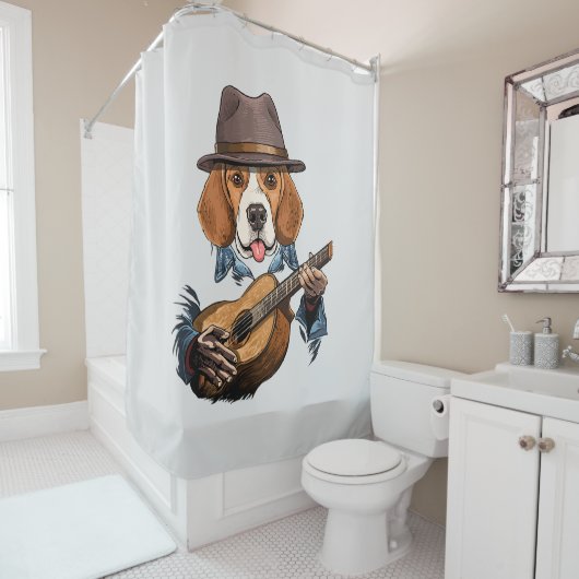 Beagle Dog Spuiter/Funny Beagle Douchegordijn (In situ)