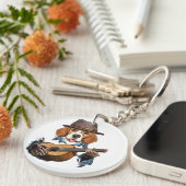 Beagle Dog Spuiter/Funny Beagle Sleutelhanger (Voorkant Rechts)