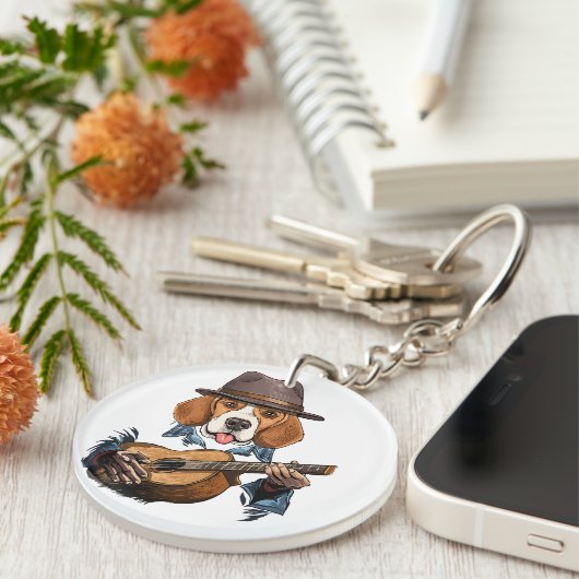 Beagle Dog Spuiter/Funny Beagle Sleutelhanger (Voorkant Rechts)