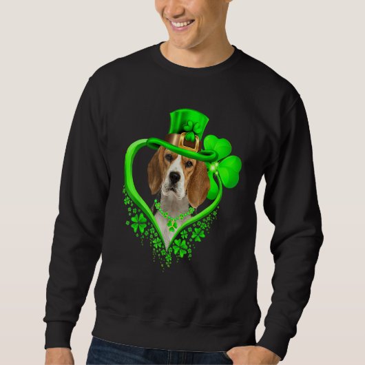 Beagle Dog St Patricks Day Lover Irish Shamrock Trui (Voorkant)