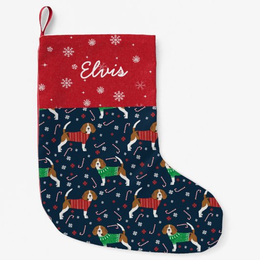 Beagle Dog Stocking kerstmis Kleine Kerstsok (Voorkant)