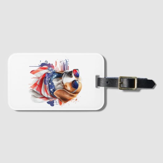 Beagle Dog Sublimatie Waterverf Bagagelabel (Voorkant (horizontaal))